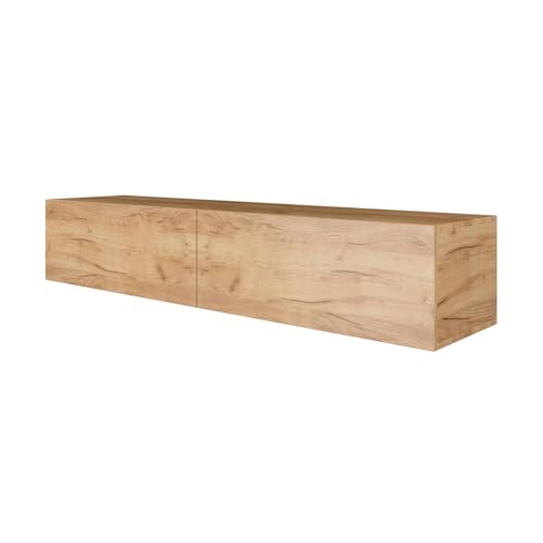 Planetmöbel West TV-Schrank, Fernsehtisch 160 cm lang, TV-Board hängend oder stehend, Fernsehschrank für Wohnzimmer, TV Möbel 37,8 x 160 x 30 cm, Gold Eiche Planetmöbel West TV-Schrank, Fernsehtisch 160 cm lang, TV-Board hängend oder stehend, Fernsehschrank für Wohnzimmer, TV Möbel 37,8 x 160 x 30 cm, Gold Eiche von Planetmöbel