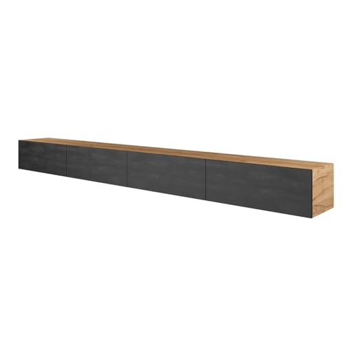 Planetmöbel West TV-Schrank, Fernsehtisch 320 cm lang, TV-Board hängend oder stehend, Fernsehschrank für Wohnzimmer, 2X TV Möbel 37,8 x 160 x 30 cm, Gold Eiche schwarz Charcoal Planetmöbel West TV-Schrank, Fernsehtisch 320 cm lang, TV-Board hängend oder stehend, Fernsehschrank für Wohnzimmer, 2X TV Möbel 37,8 x 160 x 30 cm, Gold Eiche schwarz Charcoal von Planetmöbel