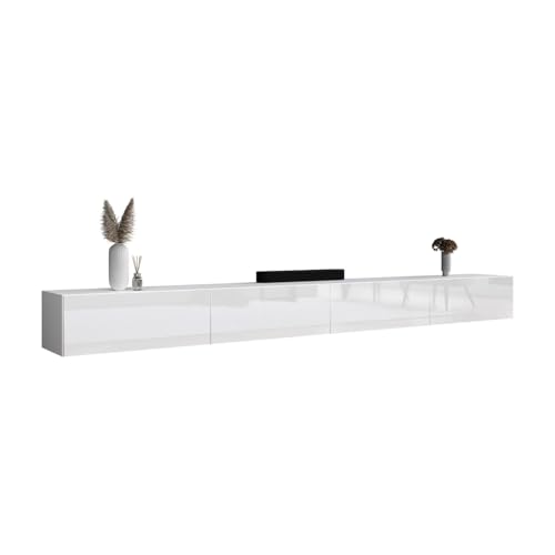 Planetmöbel West TV-Schrank, Fernsehtisch 320 cm lang, TV-Board hängend oder stehend, Fernsehschrank für Wohnzimmer, 2X TV Möbel 37,8 x 160 x 30 cm, weiß von Planetmöbel