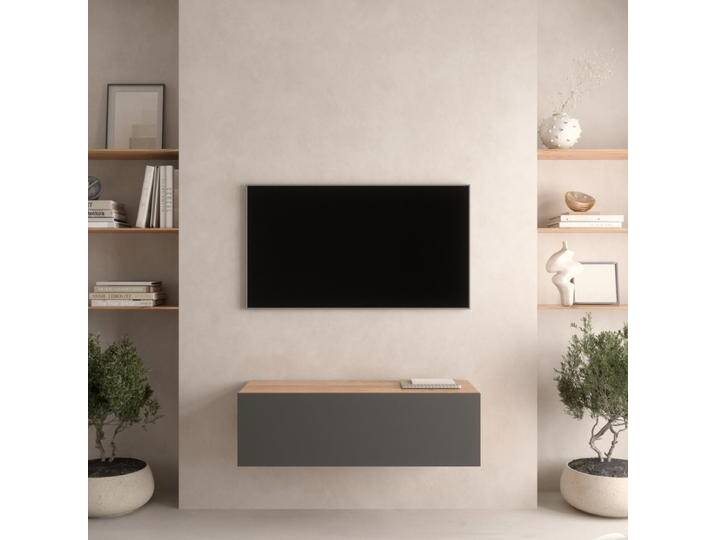 Planetmoebel TV Board WEST 100 cm Gold Eiche/Anthrazit von Planetmöbel