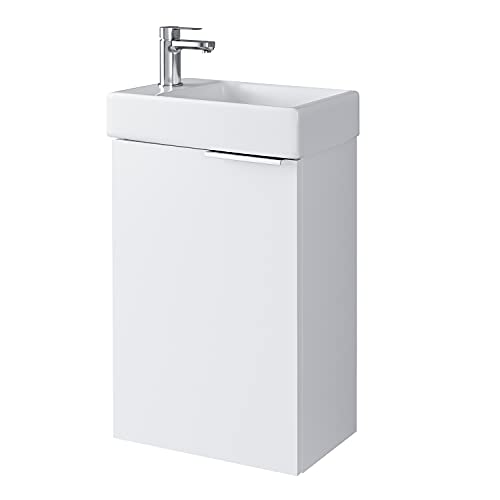 Planetmöbel Waschtisch mit Unterschrank 40 cm Waschbecken Bad Gäste WC, weiß von Planetmöbel