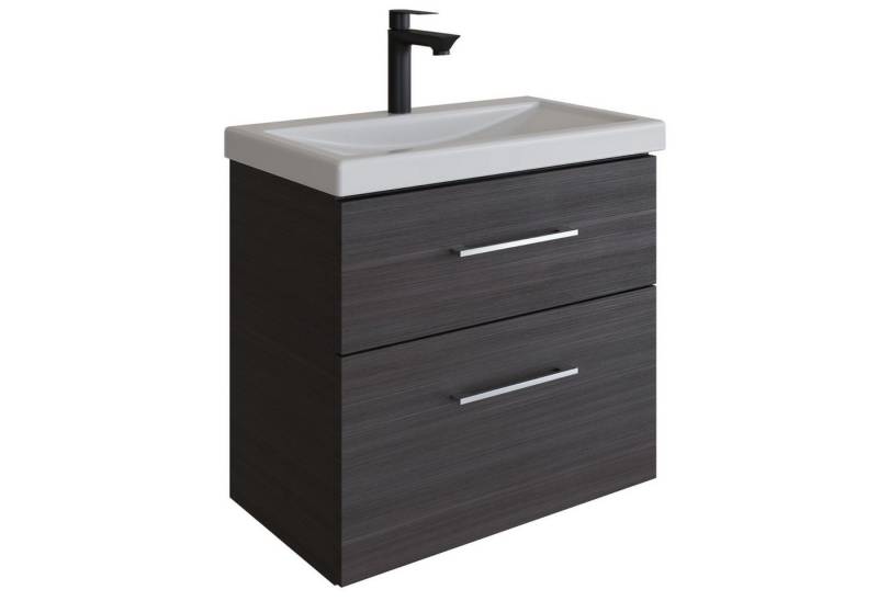 Planetmöbel Waschtisch Waschtischunterschrank 63cm Anthrazit mit Keramikwaschbecken von Planetmöbel