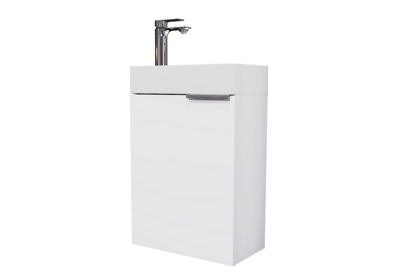 Planetmöbel Waschtisch Waschbeckenunterschrank 40cm weiß (2er Set, 1-St), Badmöbel, Breite 40 cm, bestehend aus Keramik-Becken und Unterbau von Planetmöbel