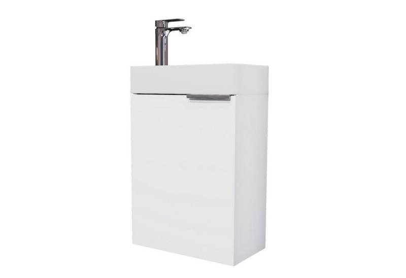 Planetmöbel Waschtisch Waschbeckenunterschrank 40cm weiß (2er Set, 1-St), Badmöbel, Breite 40 cm, bestehend aus Keramik-Becken und Unterbau von Planetmöbel