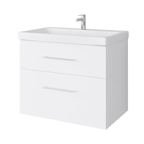 Planetmöbel Waschtischunterschrank 63cm Badmöbel Set für Badezimmer Gäste WC Weiß von Planetmöbel