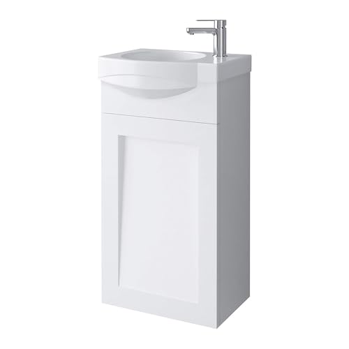 Planetmöbel Waschtischunterschrank Keramikwaschbecken Gäste WC 40cm matt (Weiß matt) von Planetmöbel