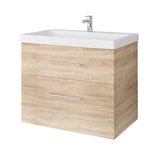 Planetmöbel Waschtischunterschrank 64cm Badmöbel Set für Badezimmer Gäste WC Sonoma Eiche von Planetmöbel