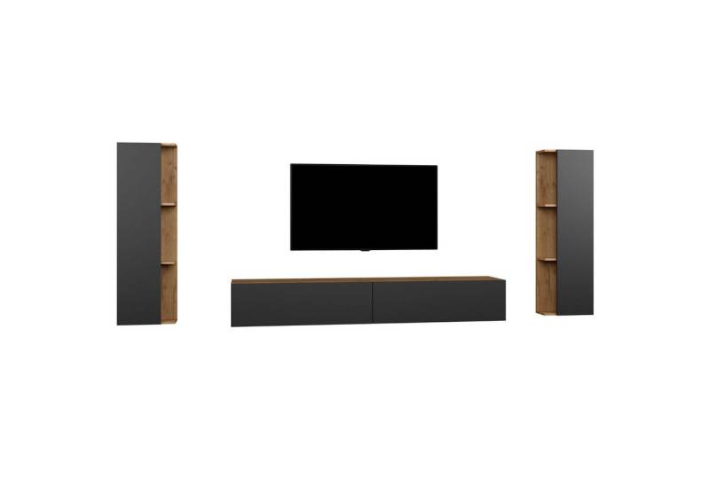 Planetmöbel Wohnwand TV Board Set 140 - 320 cm mit 2x Seiteschrank, (Schrank, Wohnwand) von Planetmöbel