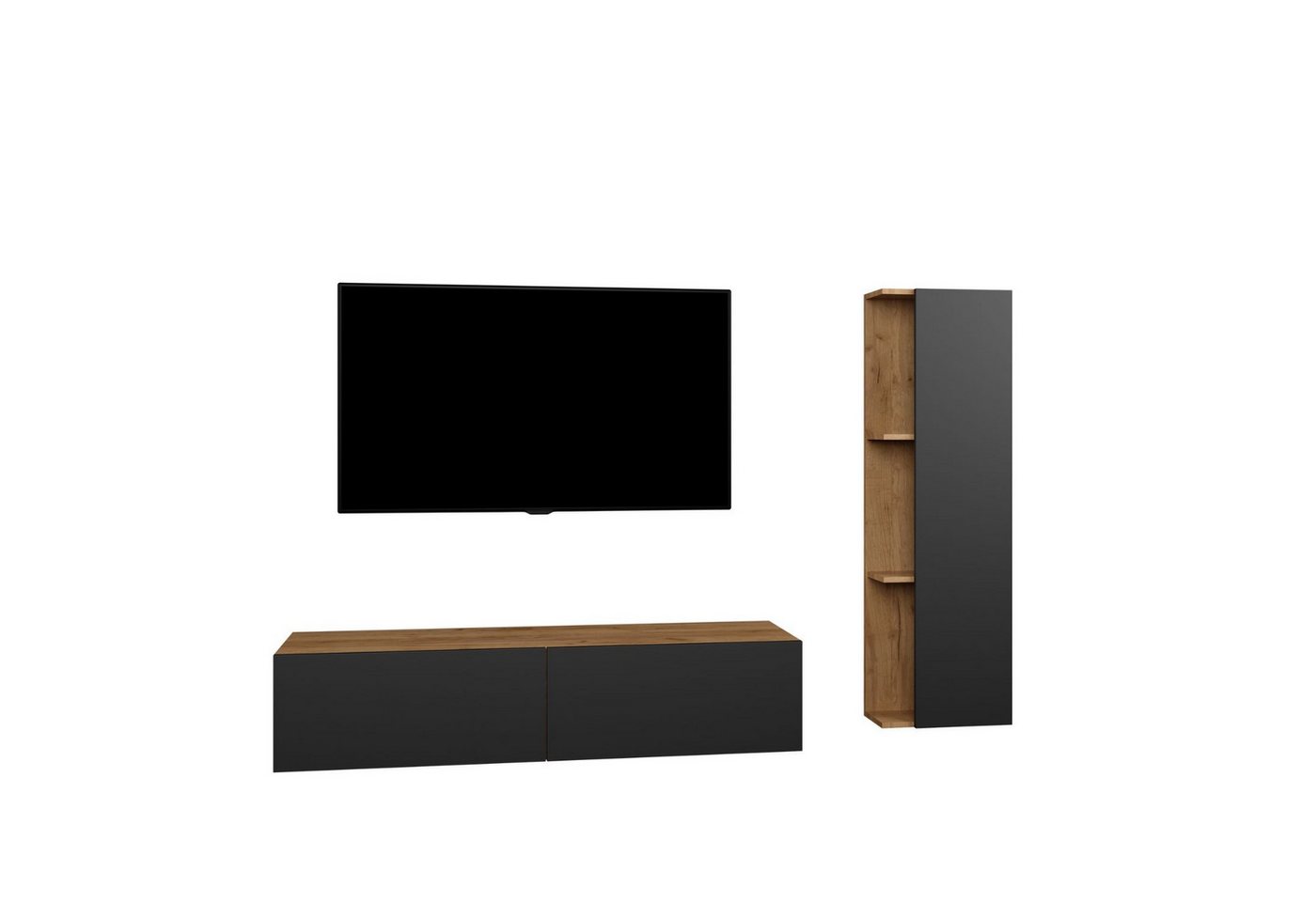Planetmöbel Wohnwand TV Wohnwand Set 140 - 160cm TV Board mit Seiteschrank, (Schrank, Wohnwand) von Planetmöbel
