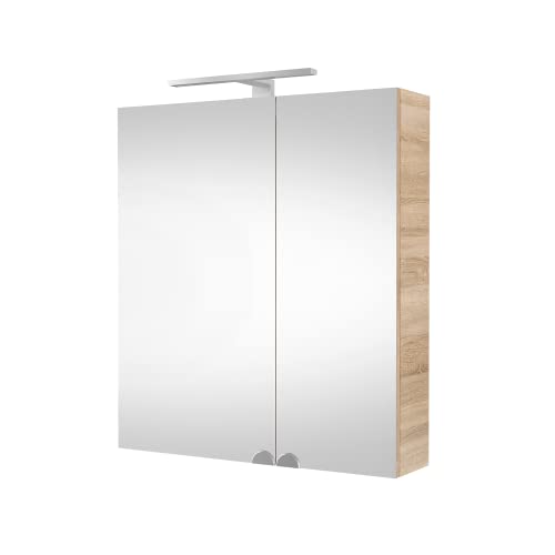 Planetmöbel Spiegelschrank Badezimmer mit LED Beleuchtung 60 cm (Sonoma Eiche) von Planetmöbel