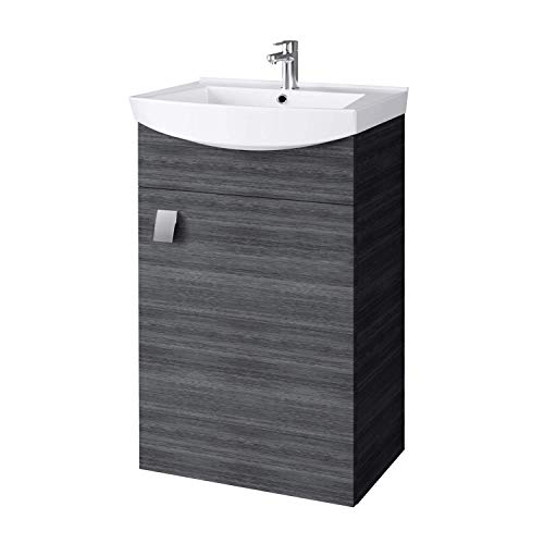 Planetmöbel Waschbecken mit Waschbeckenunterschrank/Waschtisch-Unterschrank 45cm Gäste Bad WC (Anthrazit) von Planetmöbel