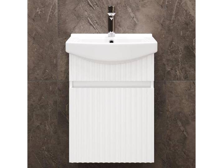 Waschtischunterschrank mit Waschbecken Wega 45 cm Weiß matt von Planetmöbel