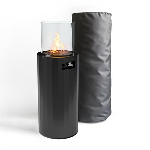Planika BINO Outdoor-Gaskamin Tragbarer Terrassenheizer und Freistehender, Propan Heizpilz für Ihren Garten und Terrasse mit Schutzabdeckung von Planika
