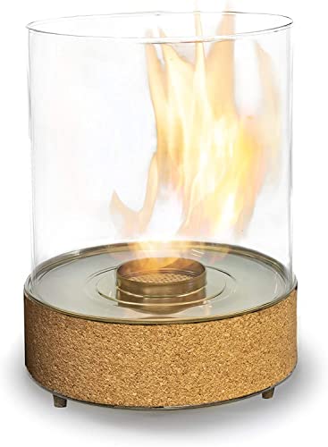 Planika Dancing Flames Tischkamin Indoor & Outdoor Feuerstelle Bioethanol Betrieben - mit Eichenholzkorken Tischfeuerstelle - Tisch Deko Garten Windlicht 25,1 x 35,3 cm von Planika