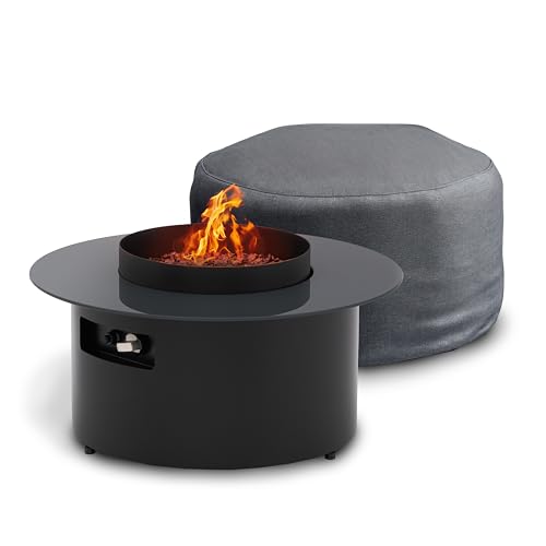 Planika Dot 2-in-1 Couchtisch mit Gas Feuerstelle, Balkon und Terrassentisch, Außenkamin, Gartentisch, Beistelltisch, Terrassen und Balkonheizer. Robuste Tischplatte, Einfache Steuerung + Abdeckung von Planika