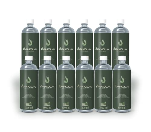 Planika Fanola Premium Flüssiger Brennstoff - Bioethanol für Kamine - Pflanzlichen Ursprungs - Saubere Verbrennung - Rauch-, ruß- und aschefrei - Umweltneutral - 12x1L von Planika
