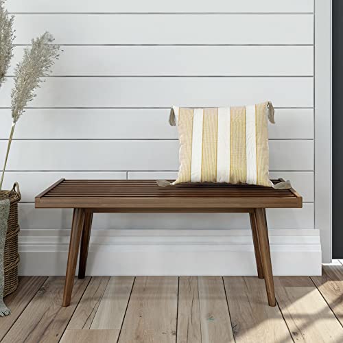 Maxwood Furniture Mid-Century Einzel-Holzsitzbank für Eingangsbereich, Walnuss, 10478 mm von Plank+Beam