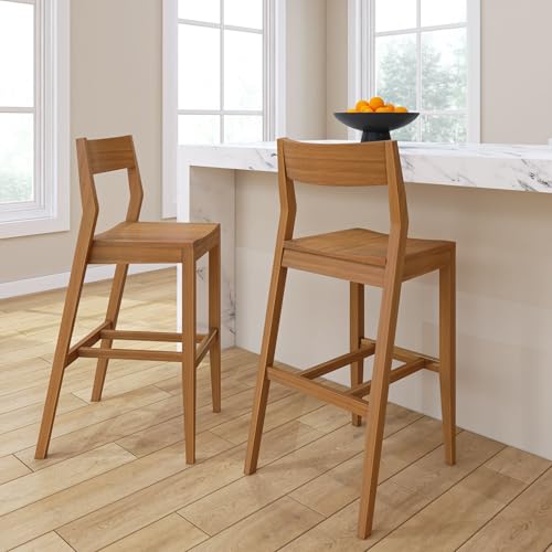 Plank+Beam Moderne Barstühle, 111,8 cm, Set mit 2 Massivholz-Esszimmerstühlen für Zuhause, Bar, Küche, zeitgenössische Sitzgelegenheit für Esszimmer, Pekannuss Plank+Beam Moderne Barstühle, 111,8 cm, Set mit 2 Massivholz-Esszimmerstühlen für Zuhause, Bar, Küche, zeitgenössische Sitzgelegenheit für Esszimmer, Pekannuss von Plank+Beam