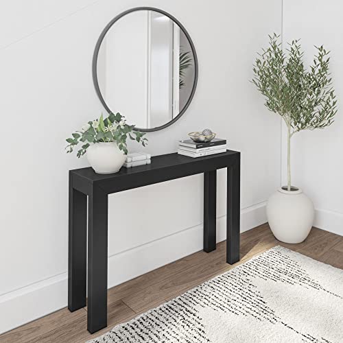 Plank+Beam Moderner Massivholz Konsolentisch 46,25 Zoll Sofatisch Schmaler Eingangstisch für Flur Hinter der Couch Wohnzimmer Foyer Einfache Montage Schwarz von Plank+Beam