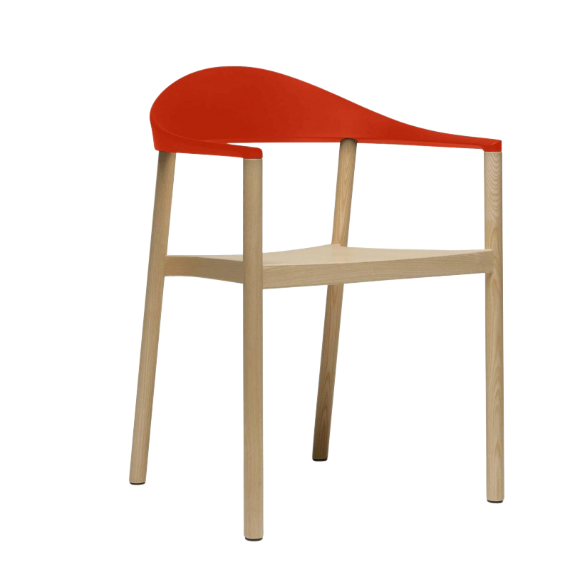Plank - Monza Armlehnstuhl - rot/matt/Gestell esche natur von Plank