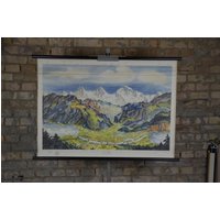 Berner Oberland, Schweizer Alpen Original Vintage 1950Er Jahre Deutsche Bildungsschule Schulwandkarte Panoramakarte Schweiz Wetterhorn Brienz Alpin von PlanographicSociety