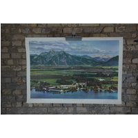 Die Alpen, Chiemsee Bayern Original Vintage 1950Er Jahre Luftbild Koloriert Druck Poster Berge Schule Wandkarte Lehrkarte von PlanographicSociety