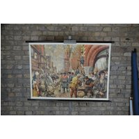 Mittelalterliche Stadt Original Vintage 1960Er Jahre Große Schule Wandtafel Lehrplakat Mittelalter Deutschland Ritter Geschichte Print Markt von PlanographicSociety