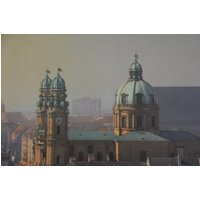 Original Vintage 1950Er Jahre Große Farbige Foto Druck Plakat München Bayern Deutschland Frauenkirche Ludwigstraße Schule Wandkarte von PlanographicSociety