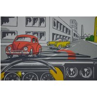 Original Vintage 1960Er Jahre Pop-Art-Comic-stil Deutschen Plakat Fahren Auto Volkswagen Vw Bettle Käfer Drehen Wendesignal Sicherheit Wand Diagramm von PlanographicSociety