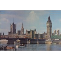 Original Vintage 1960Er Jahre Schule Wanddiagramm Große Farbe Foto Druck London River Thames Tower Bridge Deutsch Buckingham Palace Plakat England Uk von PlanographicSociety