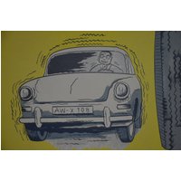 Original Vintage 1960Er Wandkarte Tankstelle Fahrschule Deutsche Reifen Verschleiß Profil Sicherheit Autos Comic Stil Garage Dekor Poster von PlanographicSociety