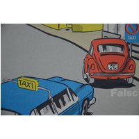 Original Vintage 1970Er Jahre Wandkarte Poster Pop Art Comic Stil Parken Vintage Autos Volkswagen Käfer Lkw Fahren Schule Auto Van Taxi von PlanographicSociety