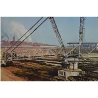 Original Vintage 1970Er Schulwandkarte Industrie Kohlebergwerk Tagebau Poster Koloriert Fotohuge Bagger Werke von PlanographicSociety