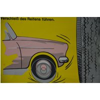Vintage 1960Er Schulposter Fahren Deutschland Reifen Tragen Auto Sicherheit Schön Grafik Design Räder Wandkarte Lehrauto 60Er Jahre von PlanographicSociety