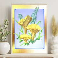 Chantrelles Pilz Druck, Cottagecore, Naturkunst, Pilze, Mykologie, Pilzjäger, Pilzsuche, Pilzkunst, Gemütliches Zimmerdekor Chantrelles Pilz Druck, Cottagecore, Naturkunst, Pilze, Mykologie, Pilzjäger, Pilzsuche, Pilzkunst, Gemütliches Zimmerdekor von PlantPosse