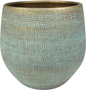 Plantenwinkel Pot Ryan Shiny Blue 36 cm Rund Blau Blumentopf Innen von Plantenwinkel