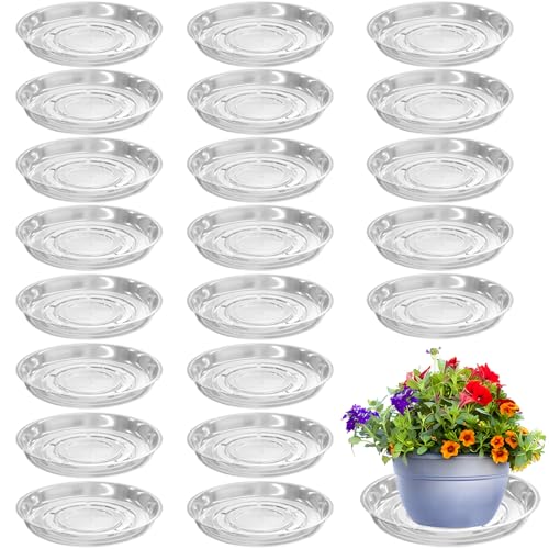 20 Stück transparente Kunststoff-Untersetzer (15,2 cm) Tropfschalen Pflanzteller Teller für Zimmerpflanzgefäße Blumentöpfe von Planterhoma