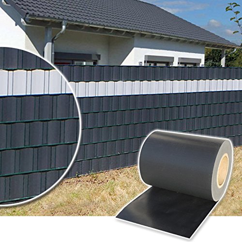 Plantiflex Sichtschutz Rolle 35m Blickdicht PVC Zaunfolie Windschutz für Doppelstabmatten Zaun (Anthrazit) von Plantiflex