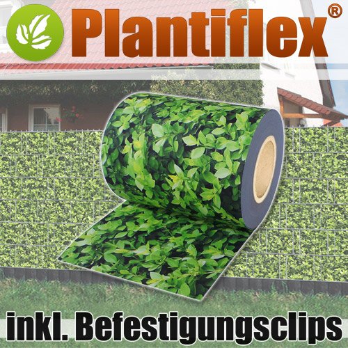 Plantiflex Sichtschutz Rolle 35m Blickdicht PVC Zaunfolie Windschutz für Doppelstabmatten Zaun (Buchsbaum) von Plantiflex