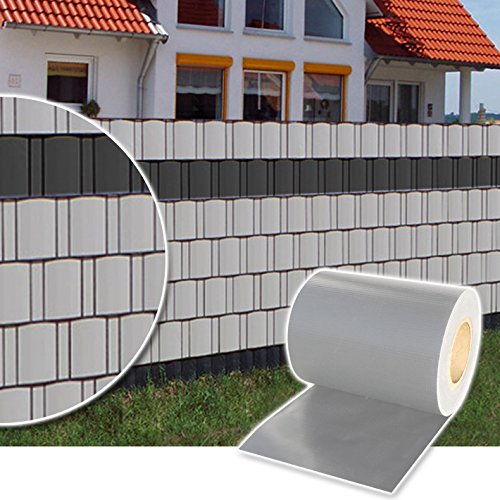 Plantiflex Sichtschutz Rolle 35m Blickdicht PVC Zaunfolie Windschutz für Doppelstabmatten Zaun (Grau) von Plantiflex