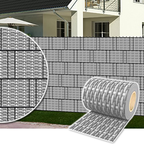 Plantiflex Sichtschutz Rolle 35m Blickdicht PVC Zaunfolie Windschutz für Doppelstabmatten Zaun (Rattan-Rustikal) von Plantiflex