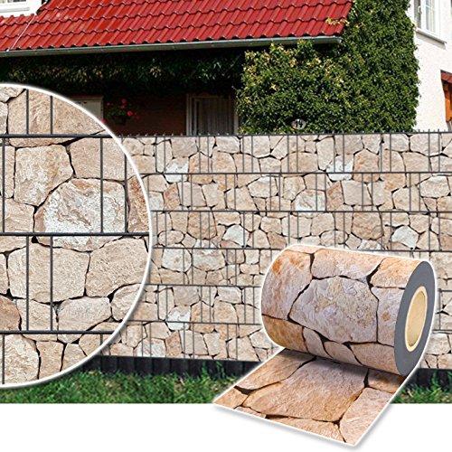 Plantiflex Sichtschutz Rolle 35m Blickdicht PVC Zaunfolie Windschutz für Doppelstabmatten Zaun (Stein-Terracotta) von Plantiflex