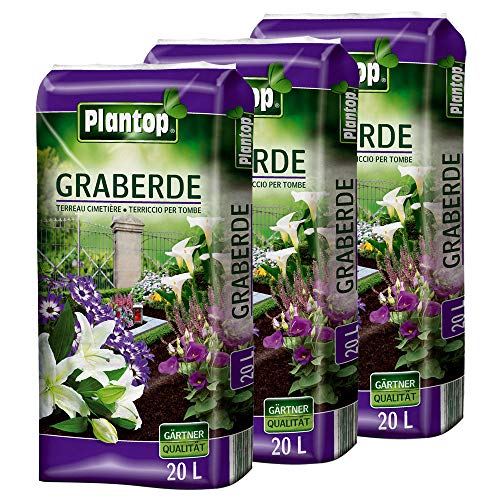 Graberde Plantop 3 Säcke á 20L = 60 Liter Blumenerde Spezialerde ohne Rußzusatz von Plantop