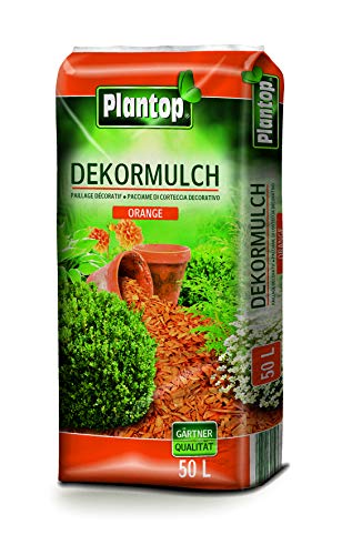 Plantop DEKOR-Mulch 50 l. Holzzschnitzel, Hackschnitzel. Dekomulch in ORANGE von Plantop