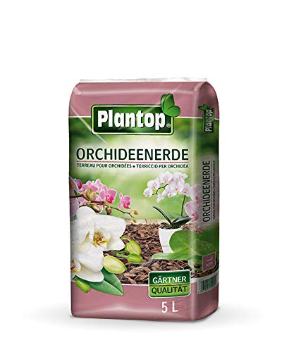 Plantop Orchideenerde mit 8 Wochen Dünger für alle Orchideenarten, Kultursubstrat aus Pinienrinde, 5 Liter von Plantop