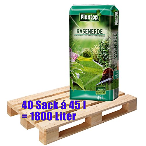 Rasenerde Plantop 40 Sack je 45 Liter = 1800 Liter Qualitäts-Rasensubstrat aus Bayern von Plantop