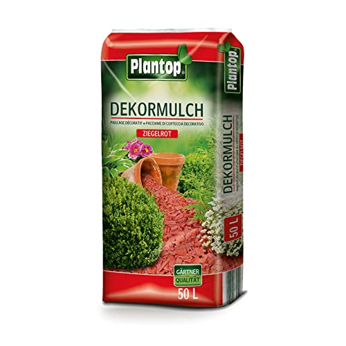 Rindenmulch Dekor Mulch 50L ziegelrot Garten Deko-Mulch rot 50 Liter Dekormulch von Plantop