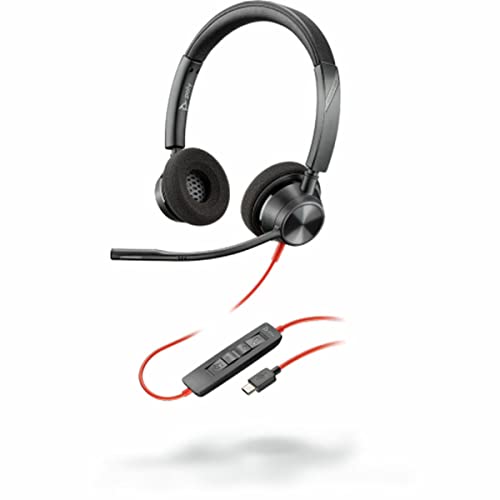 Plantronics – Blackwire 3320 USB-C (Poly) – kabelgebundenes Zwei-Ohr Headset (Stereo) mit Mikrofonarm – Verbindung mit PC/Mac über USB-C – Kompatibel mit Teams (zertifiziert), Zoom und mehr von Plantronics