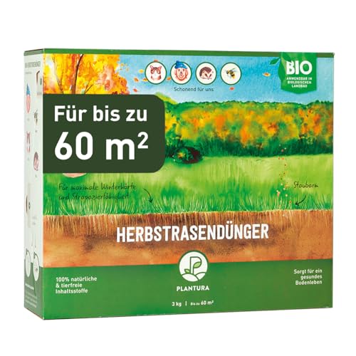 Plantura Bio-Herbstrasendünger, 3 Monate Langzeitwirkung, Kaliumdünger für maximale Winterhärte, Streuwagen geeignet, 3 kg für 60 m² Plantura Bio-Herbstrasendünger, 3 Monate Langzeitwirkung, Kaliumdünger für maximale Winterhärte, Streuwagen geeignet, 3 kg für 60 m² von Plantura