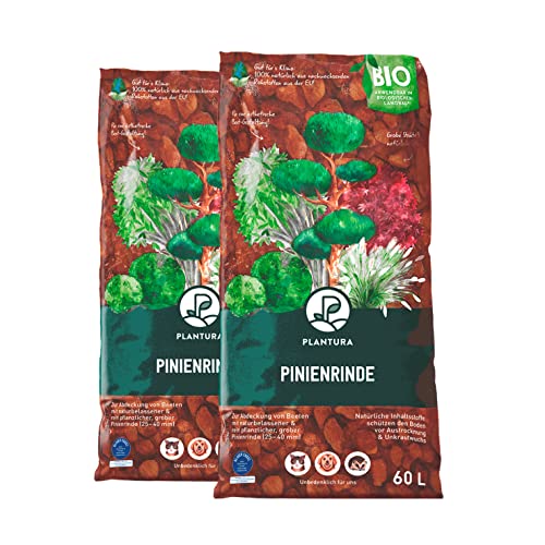 Plantura Bio Pinienrinde, 25-40 mm, 120 L, grob, naturbelassen & dekorativ, unterdrückt Unkrautwuchs von Plantura